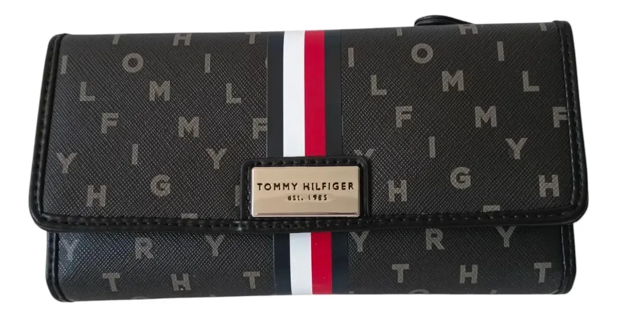 Billetera De Mujer Tommy 69j40849710gk Negra Con Letras