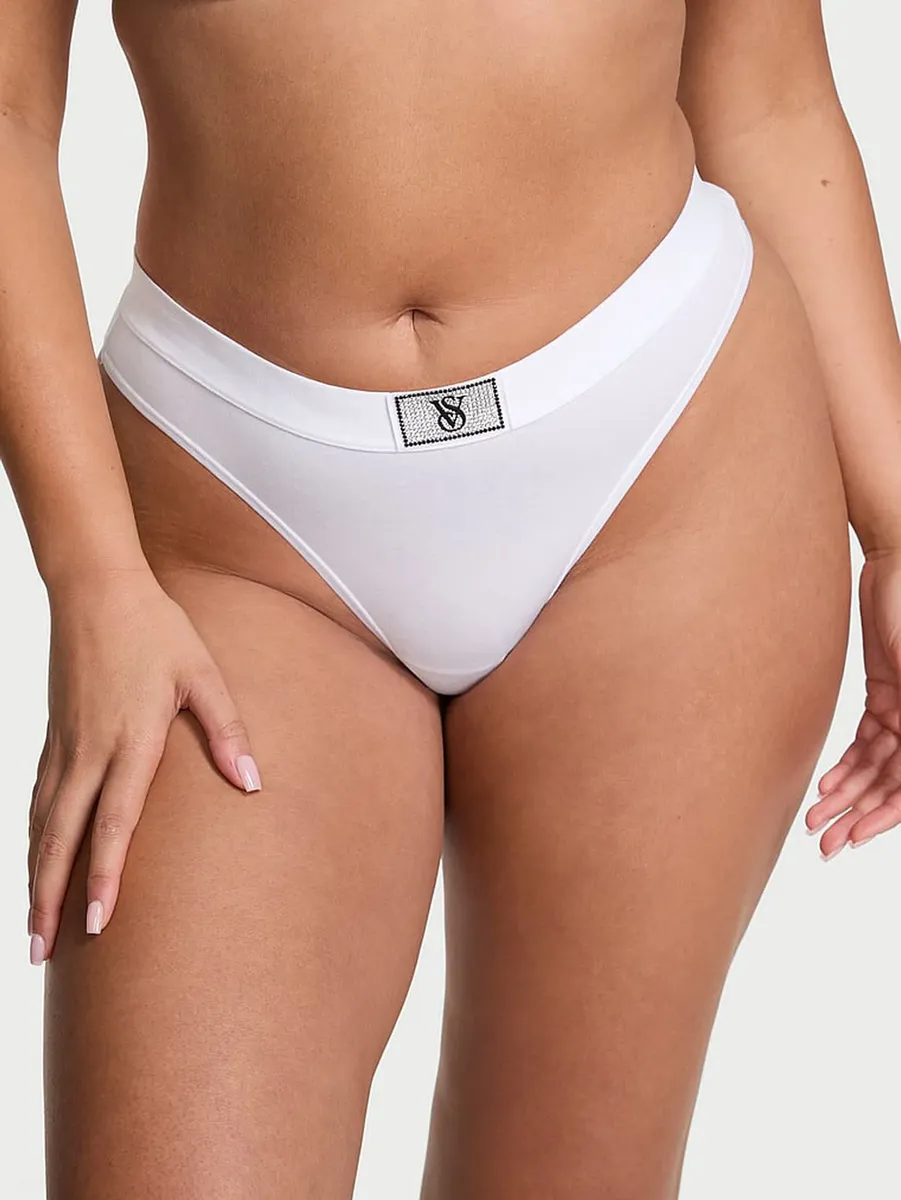Bombacha Logo Cotton Shine Patch Thong Victoria's Secret M