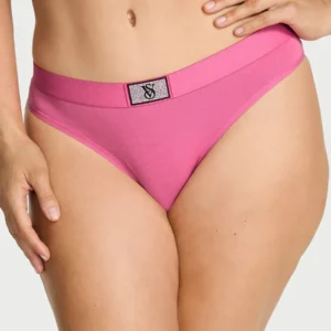 Cola Less Victoria's Secret Logo Cotton Shine Thong - Talle M
