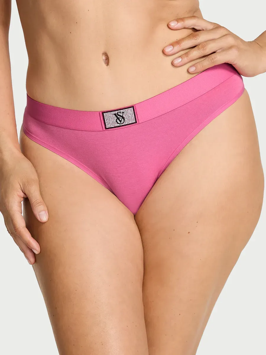 Cola Less Victoria's Secret Logo Cotton Shine Thong - Talle M