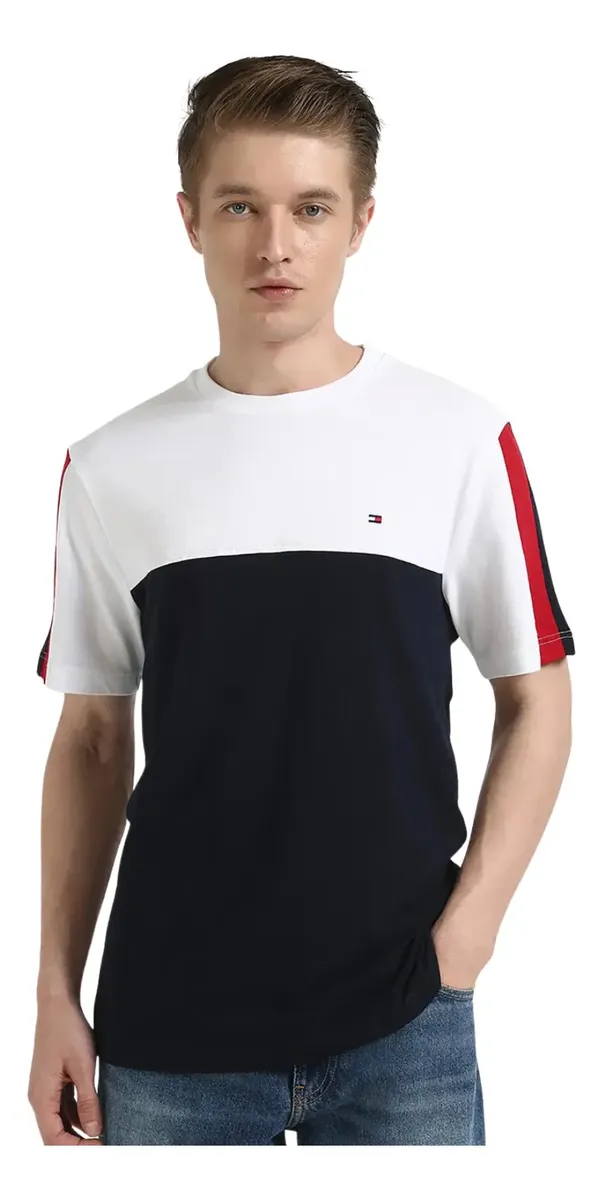 Tommy Hilfiger Remera Algodón Cuello Redondo Detalle Colores - Talle S