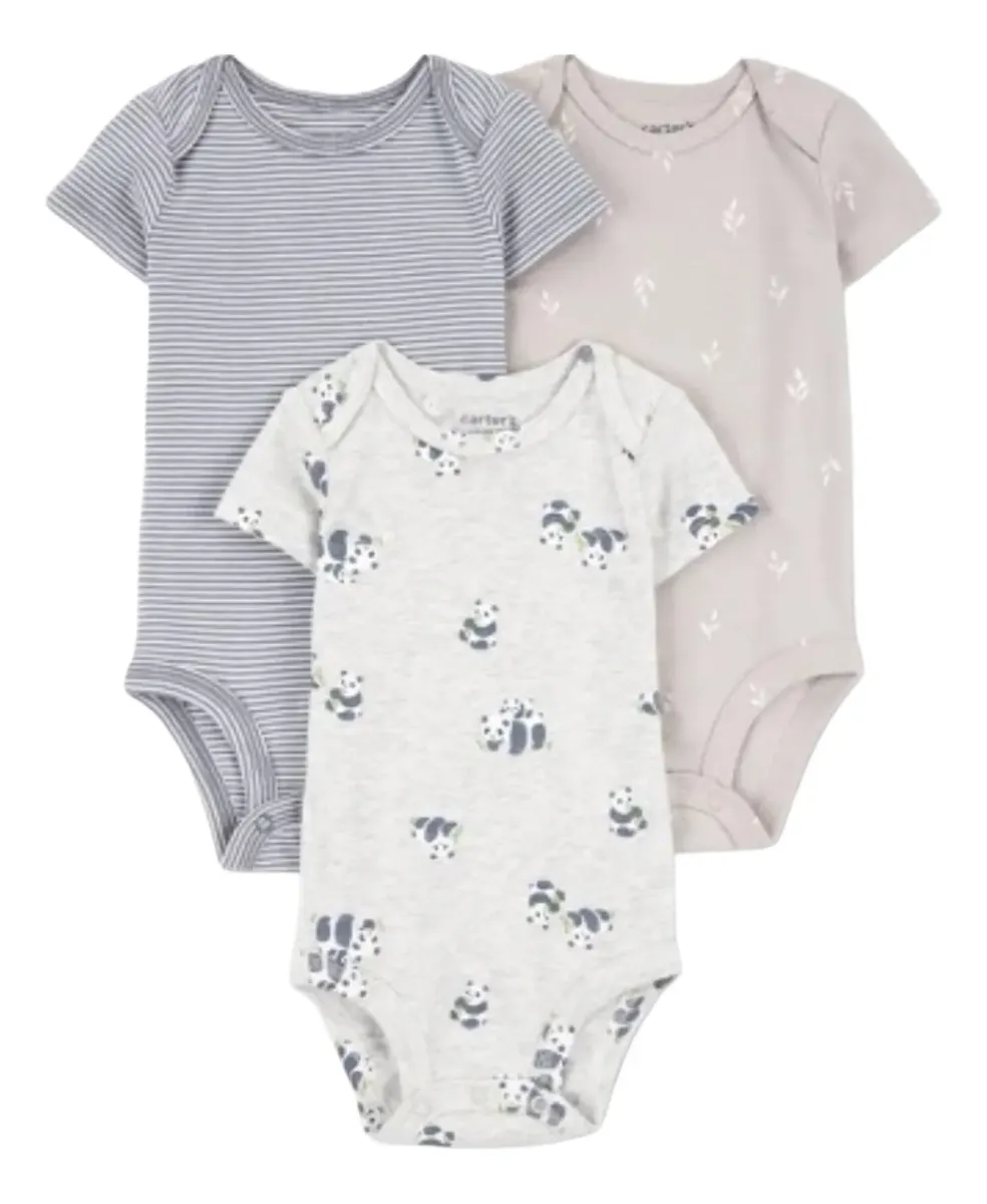 Carter's Bodys Set De 3 Nene/nena 12 Meses Osos Panda