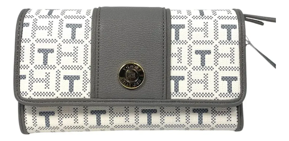 Billetera Mujer Tomy Hilfiger Blanco Con Gris 69ja311020t0a