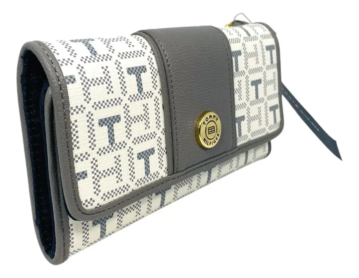Billetera Mujer Tomy Hilfiger Blanco Con Gris 69ja311020t0a - Image 4