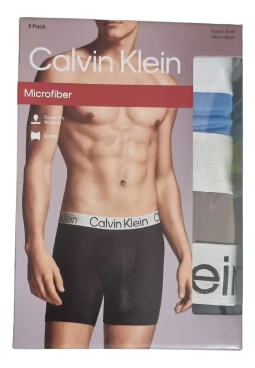 Calvin Klein Set X3 Boxer Calzon Talle M - Celeste, Gris, y Negro
