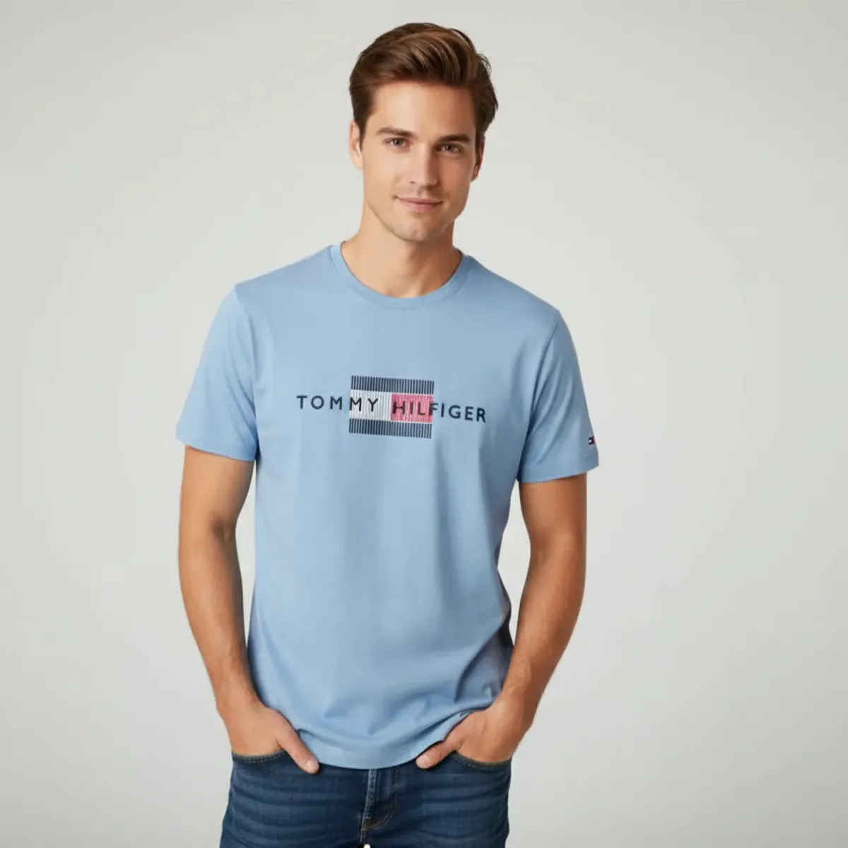 Remera Tommy Hilfiger Hombre Xm04937402c2b Logo Bordado - Talle S