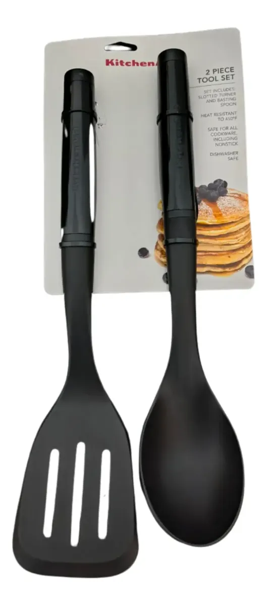 Set De Espátula Y Cucharón Kitchenaid Color Negro