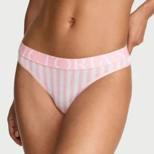 Victoria's Secret Bombacha Colaless Logo Cotton Thong Script - Talle S