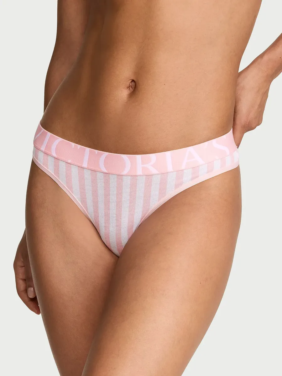 Victoria's Secret Bombacha Colaless Logo Cotton Thong Script - Talle S