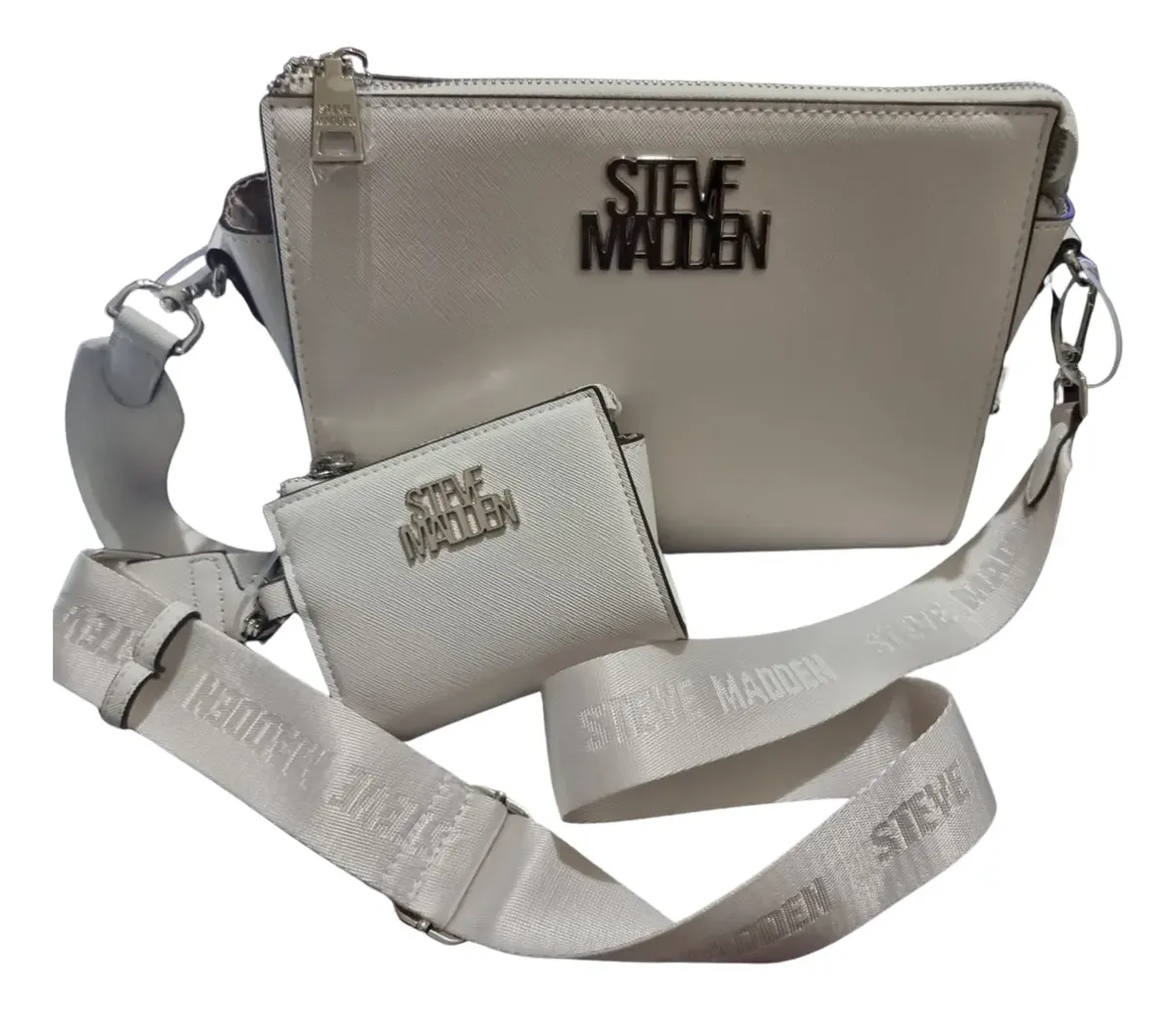 Cartera Steve Madden Bandolera Con Monedero Blanca