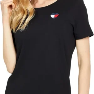 Remera Mujer Tommy Hilfiger J51hg490 T M Logo Corazón -negro