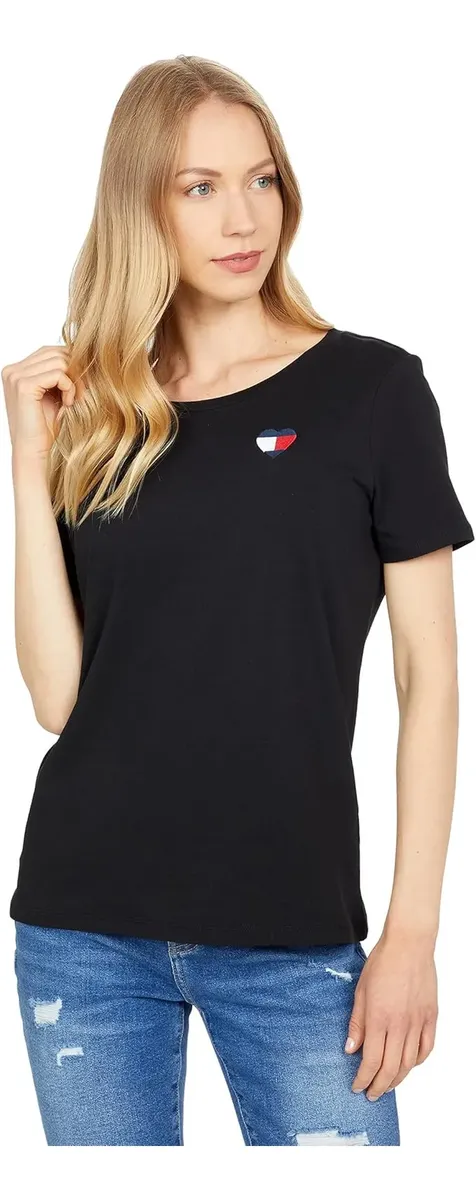 Remera Mujer Tommy Hilfiger J51hg490 T M Logo Corazón -negro