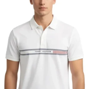 Remera Tommy Hilfiger Xm04914100ycf Chomba Logotipo En Pecho - Talle S