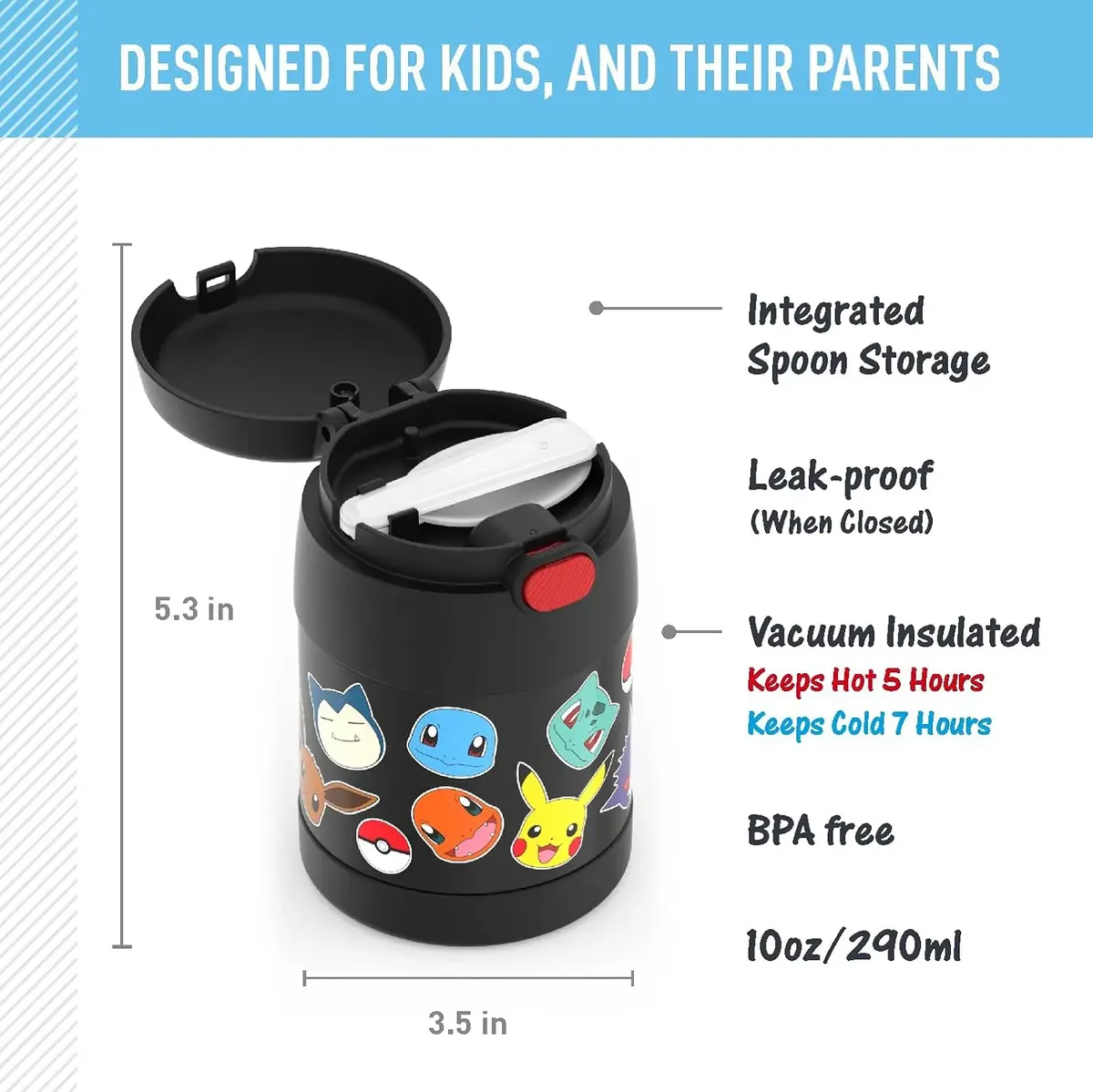 Thermos Funtainer 10 Oz Pokemon - Termo Para Alimentos Con Cubierto - Image 3