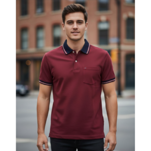 Tommy Hilfiger Chomba Hombre Algodón Burdeos Talle S