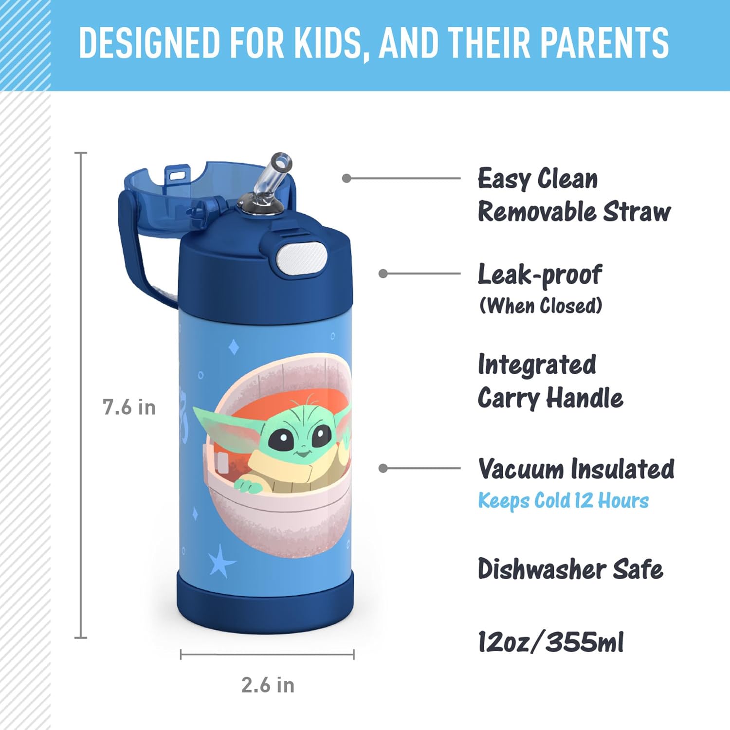 Thermos Star Wars Mandalorian Grogu - The Child - Baby Yoda - Azul - Imagen 3
