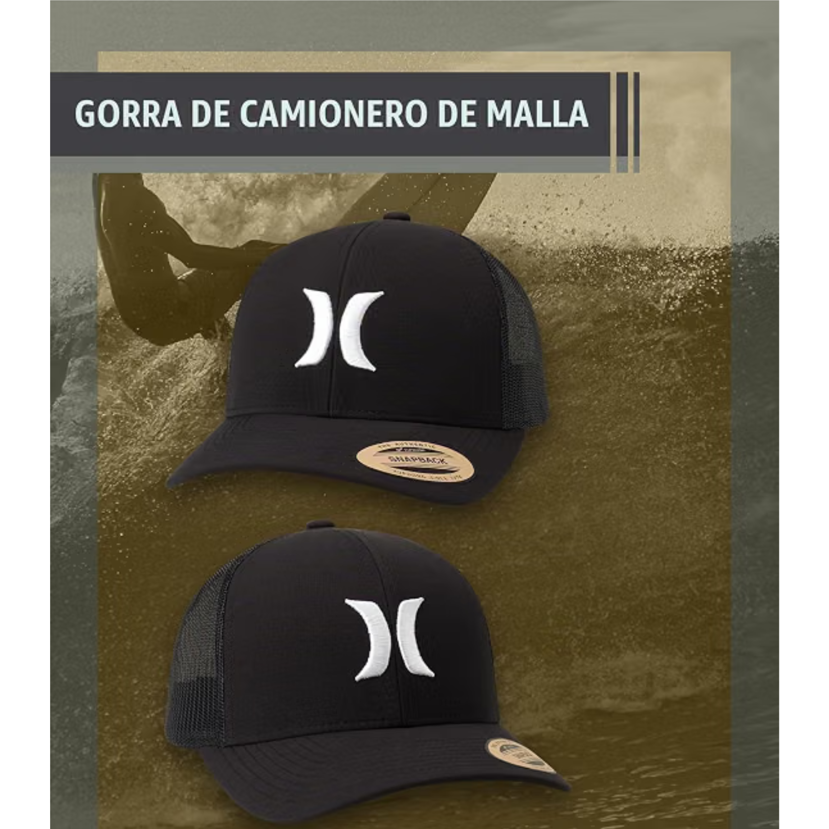 Gorra Hurley HNHM0003 M del Mar Trucker Color Negro - Imagen 6