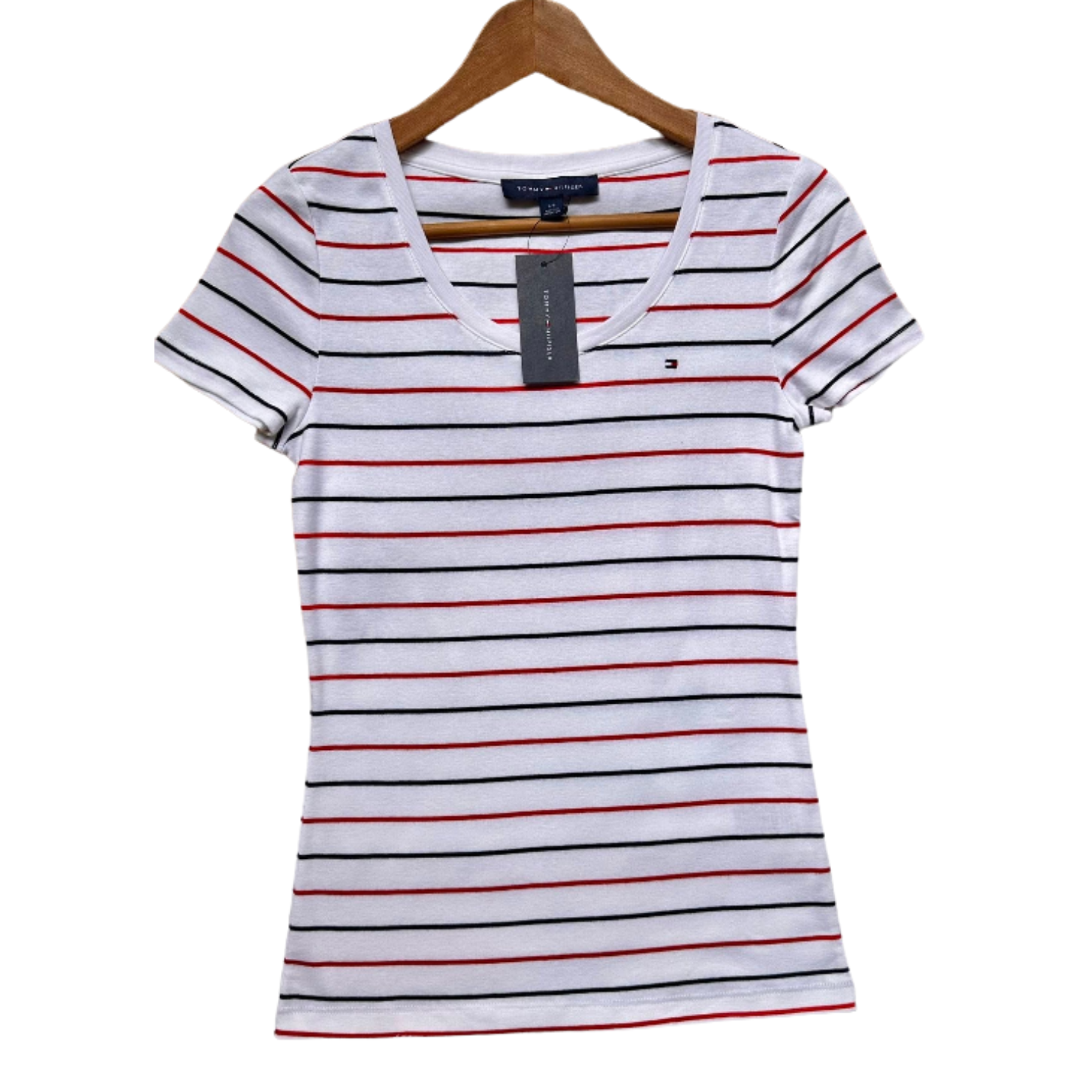 Remera Tommy Hilfiger Mujer Rayada Talle S Modelo J51hr481 - Imagen 2